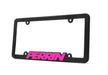 Perrin License Plate Frame Black w/ Hyper Pink Logo Universal - ASM-BDY-500HP - Subimods.com