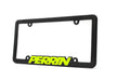 Perrin License Plate Frame Black w/ Neon Yellow Logo Universal - ASM-BDY-500NY - Subimods.com