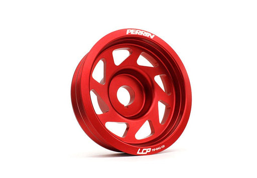 Perrin Lightened Crank Pulley Red 2002-2014 WRX / 2004-2021 STI / 2005-2009 Legacy / 2004-2013 Forester - PSP-ENG-100RD - Subimods.com