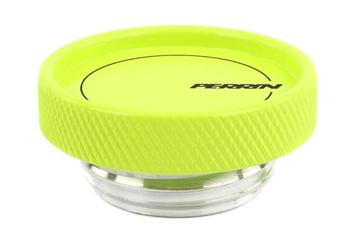 Perrin Oil Cap Round Style Neon Yellow Most Subaru Models - PSP-ENG-711NY - Subimods.com