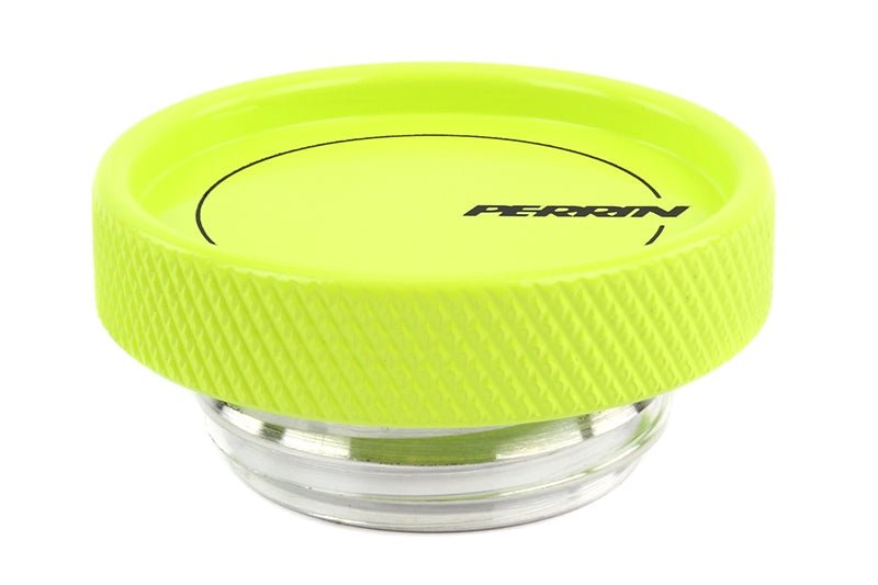 Perrin Oil Cap Round Style Neon Yellow Most Subaru Models - PSP-ENG-711NY - Subimods.com