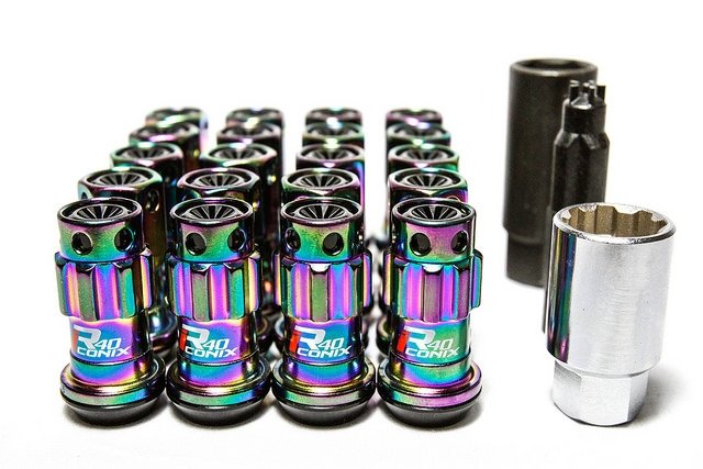 Project Kics R40 Iconix Lug Nuts Neochrome 14x1.50 (16+4 Locks / Capless) main image 1