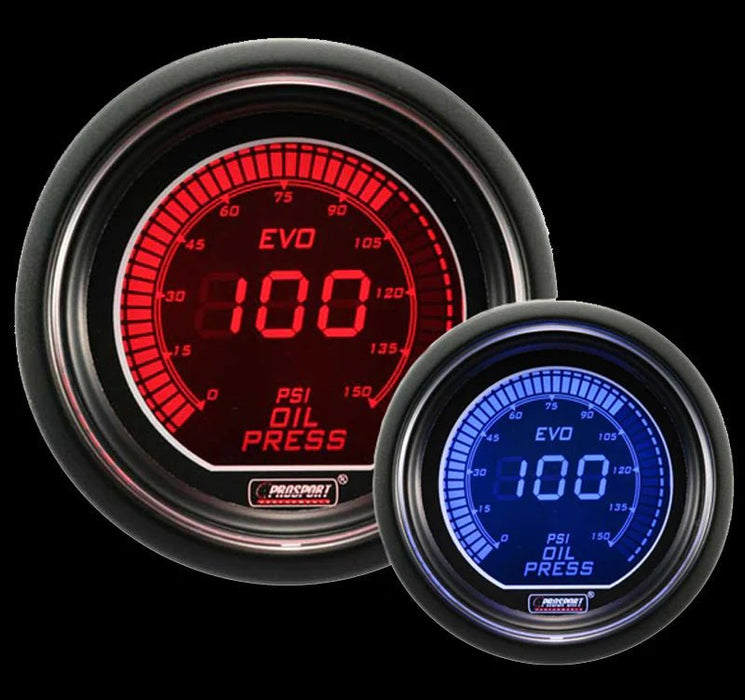 Prosport EVO Series Digital Red / Blue Electronic Oil Pressure Gauge 52MM - 216EVOEOP.PSI - Subimods.com