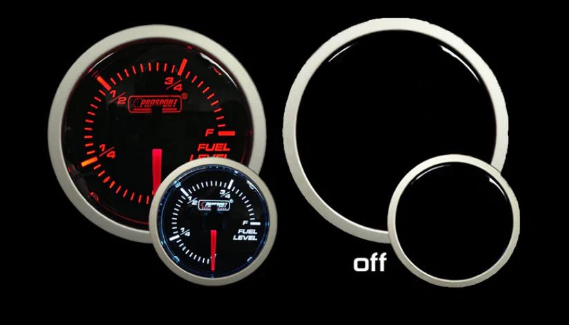 Prosport Performance Series Amber / White Electronic Fuel Level Gauge w/ PVC Hose 52MM - 216BFWAFLSM - Subimods.com