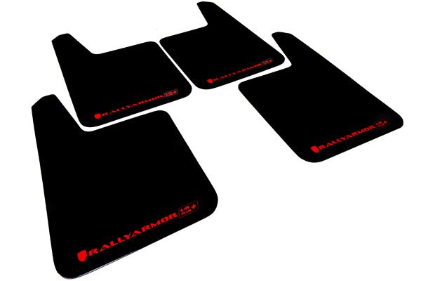 Rally Armor Universal UR Plus Mudflaps Black Urethane Red Logo - MF20-URP-BLK/RD - Subimods.com