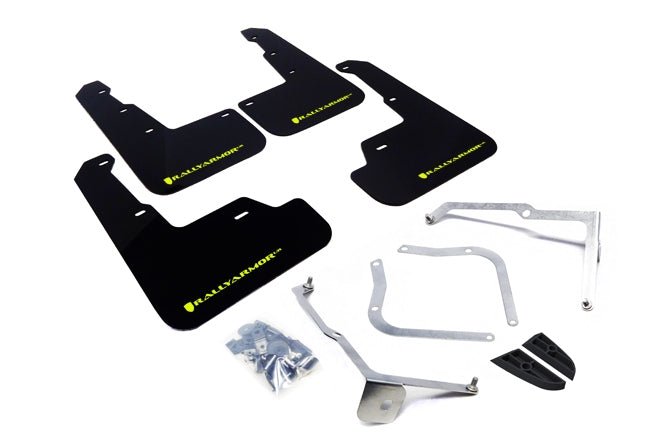 Rally Armor UR Mudflaps Black Green Logo WRX STI 2015-21