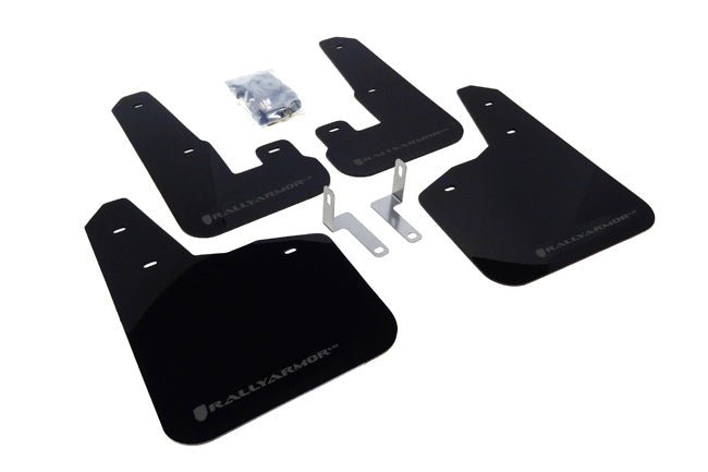 Rally Armor UR Mudflaps Black Urethane Grey Logo 2010-2013 Legacy / 2010-2012 LGT - MF14-UR-BLK/GRY - Subimods.com