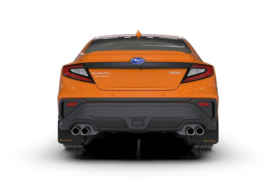 Rally Armor UR Mudflaps Black Urethane Orange Logo 2022-2024 WRX - MF92-UR-BLK/OR - Subimods.com