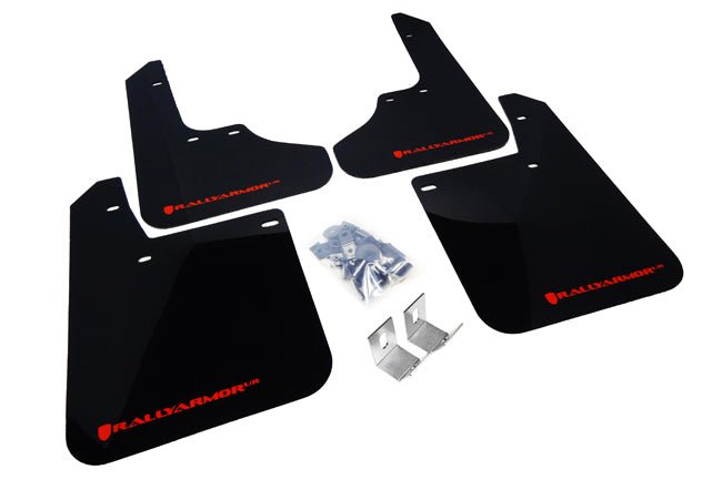 Rally Armor UR Mudflaps Black Urethane Red Logo 2008-2011 Impreza / 2008-2010 WRX - MF6-UR-BLK/RD - Subimods.com