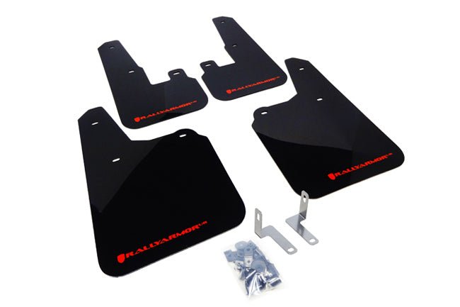 Rally Armor UR Mudflaps Black Urethane Red Logo 2010-2014 Outback - MF16-UR-BLK/RD - Subimods.com