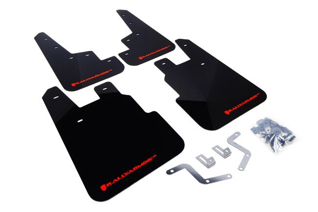 Rally Armor UR Mudflaps Black Urethane Red Logo 2014-2018 Forester - MF28-UR-BLK/RD - Subimods.com