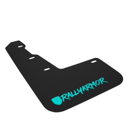 Rally Armor UR Mudflaps Black Urethane w/ New Era Hyper Teal Logo 2015-2021 WRX / 2015-2021 STI - MF32-UR-BLK/T-X - Subimods.com