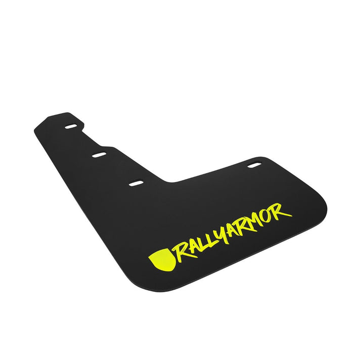 Rally Armor UR Mudflaps Black Urethane w/ New Era Neon Yellow Logo 2013-2017 Crosstrek XV - MF26-UR-BLK/CGN-X - Subimods.com