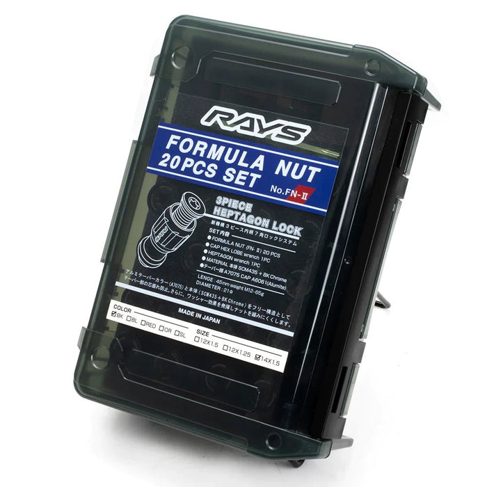 RAYS Official Formula Nut FN-II M12X1.25 Lock and Nut Set Black w/ Blue Accent - WFN212125U - Subimods.com