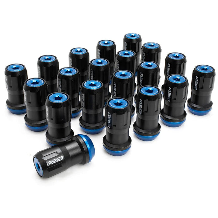 RAYS Official Formula Nut FN-II M12X1.25 Lock and Nut Set Black w/ Blue Accent - WFN212125U - Subimods.com