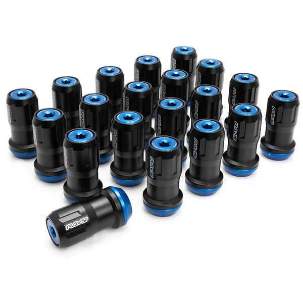 RAYS Formula Nut FN-II M12X1.25 Lock Set Black Blue — Subimods.com