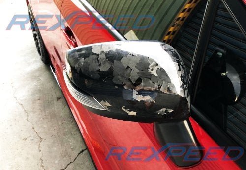 Rexpeed Forged Carbon Full Replacement Upper Mirror Covers w/ Turn Signal Cut Out 2015-2021 WRX / 2015-2021 STI - G11FC - Subimods.com