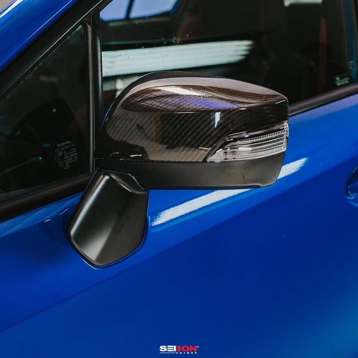 Seibon Carbon Fiber Mirror Covers w/ Turn Signal Cutout 2015-2021 WRX / 2015-2021 STI - MC15SBIMP - Subimods.com