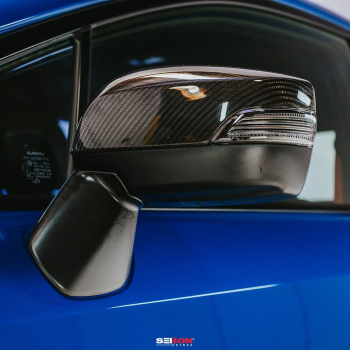 Seibon Carbon Fiber Mirror Covers w/ Turn Signal Cutout 2015-2021 WRX / 2015-2021 STI - MC15SBIMP - Subimods.com