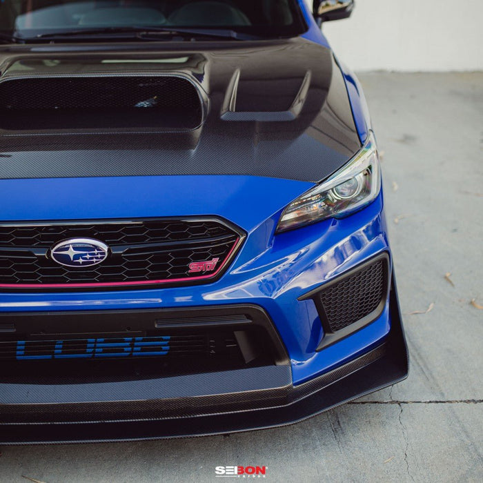 Seibon CW-Style Carbon Fiber Front Lip 2018-2021 WRX / 2018-2021 STI - FL18SBIMP-CW - Subimods.com