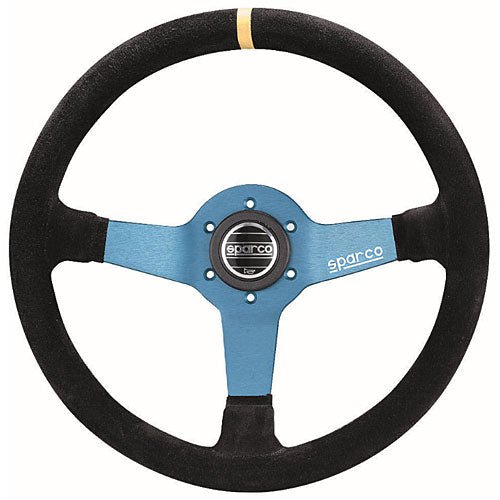 Sparco Steering Wheel Monza L550 Black/Blue Suede - 015TMZS1 - Subimods.com