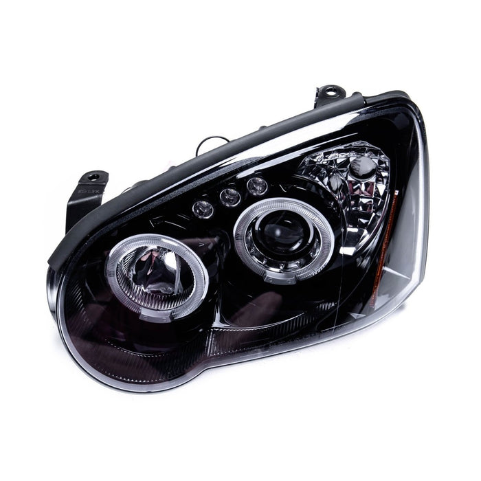 Spec-D Halo Style Projector Headlights w/ Gloss Black Base and Smoke Lense 2004-2005 WRX / 2004-2005 STI w/ OEM Halogen Lights - 2LHP-WRX05G-TM - Subimods.com