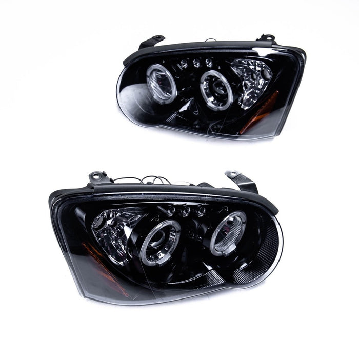 Spec-D Halo Style Projector Headlights w/ Gloss Black Base and Smoke Lense 2004-2005 WRX / 2004-2005 STI w/ OEM Halogen Lights - 2LHP-WRX05G-TM - Subimods.com