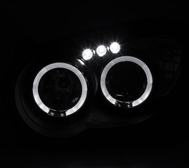 Spec-D Halo Style Projector Headlights w/ Matte Black Base and Clear Lense 2004-2005 WRX / 2004-2005 STI w/ OEM Halogen Lights - 2LHP-WRX05JM-TM - Subimods.com