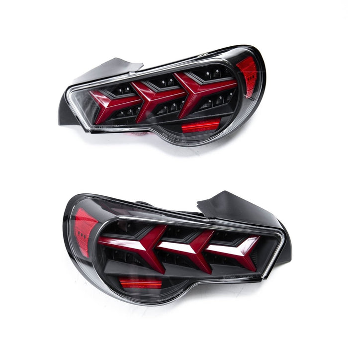 Spec-D Lambo Style Sequential LED Tail Light Set Matte Black Housing w/ Clear Lense 2013-2016 BRZ / 2013-2016 FRS - LT-FRS12JRLED-LB-TM - Subimods.com