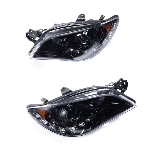 Spec-D LED Bar Style Projector Headlights w/ Gloss Black Base and Clear Lense 2006-2007 WRX / 2006-2007 STI w/ OEM Halogen Lights - 2LHP-WRX06JM-TM - Subimods.com