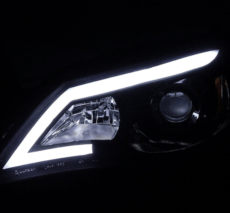 Spec-D LED Bar Style Projector Headlights w/ Gloss Black Base and Smoke Lense 2008-2014 WRX Halogen Models Only - 2LHP-WRX08G-TM - Subimods.com