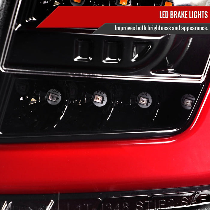 Spec-D Optic Style Sequential LED Tail Lights Gloss Black Housing w/ Clear Lens and Red Bar 2008-2014 WRX Hatchback / 2008-2014 STI Hatchback - LT-WRX085BKLED-SQ-TM - Subimods.com