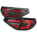 Spec-D Optic Style Sequential LED Tail Lights Matte Black Housing w/ Clear Lens and Red Bar 2008-2014 WRX Hatchback / 2008-2014 STI Hatchback - LT-WRX085JRLED-SQ-TM - Subimods.com