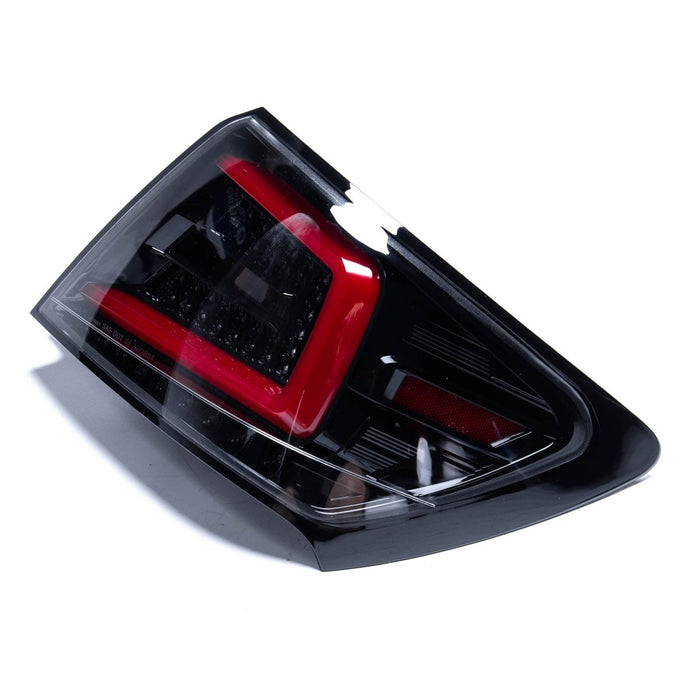 Spec-D Optic Style Sequential LED Tail Lights Gloss Black Housing w/ Clear Lens and Red Bar 2008-2014 WRX Sedan / 2011-2014 STI Sedan - LT-WRX084BKLED-SQ-TM - Subimods.com