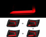 Spec-D Optic Style Sequential LED Tail Lights Gloss Black Housing w/ Clear Lens and Red Bar 2008-2014 WRX Sedan / 2011-2014 STI Sedan - LT-WRX084BKLED-SQ-TM - Subimods.com