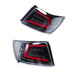 Spec-D Optic Style Sequential LED Tail Lights Gloss Black Housing w/ Clear Lens and Red Bar 2008-2014 WRX Sedan / 2011-2014 STI Sedan - LT-WRX084BKLED-SQ-TM - Subimods.com