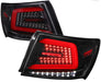 Spec-D Optic Style Sequential LED Tail Lights Gloss Black Housing w/ Clear Lens and Red Bar 2008-2014 WRX Sedan / 2011-2014 STI Sedan - LT-WRX084BKLED-SQ-TM - Subimods.com