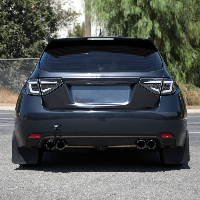 Spec-D Optic Style Sequential LED Tail Lights Matte Black Housing w/ Clear Lens and White Bar 2008-2014 WRX Hatchback / 2008-2014 STI Hatchback - LT-WRX085JMLED-SQ-TM - Subimods.com