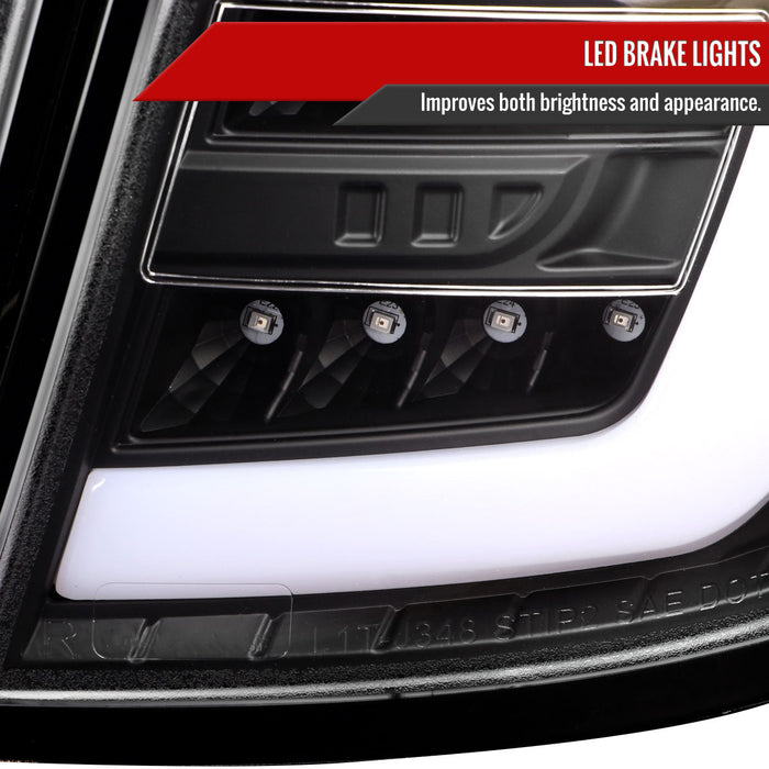 Spec-D Optic Style Sequential LED Tail Lights Matte Black Housing w/ Clear Lens and White Bar 2008-2014 WRX Hatchback / 2008-2014 STI Hatchback - LT-WRX085JMLED-SQ-TM - Subimods.com