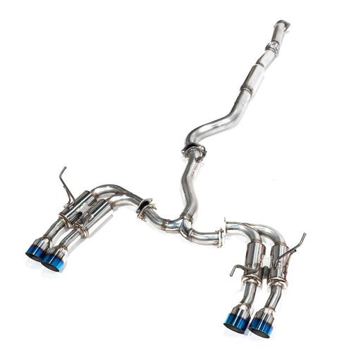 Spec-D Stainless Steel Quad Tip Exhaust w/ Burnt 4" Single Wall Tips 2015-2021 WRX / 2015-2021 STI - MFCAT3-WRX15QT-SD - Subimods.com