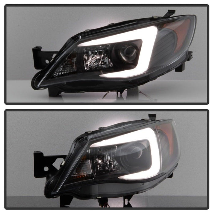 Spyder Black Projector Headlights w/ Light Bar 2008-2014 WRX Halogen Model Only - 5083944 - Subimods.com