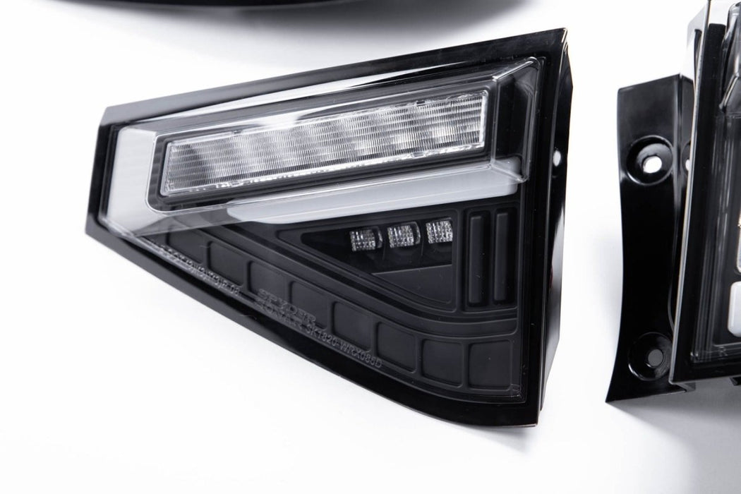 Spyder Sequential LED Tail Lights Black Housing w/ Clear Lens and White Bar 2008-2014 WRX Hatchback / 2011-2014 STI Hatchback - 5086730 - Subimods.com