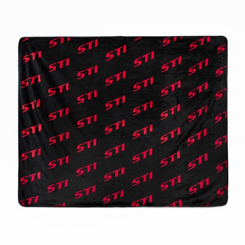 Subaru JDM STI Monogram Large Blanket Black w/ Red - Subimods.com