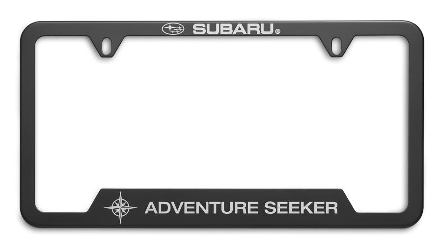 Subaru OEM Aventure Seeker License Plate Frame Matte Black 2007-2021 WRX / 2007-2021 STI / 2009-2021 Forester / 2018-2021 Crosstrek - SOA342L163 - Subimods.com