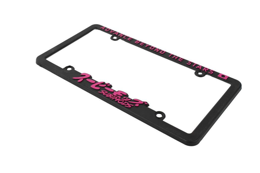 Subimods Official "Advance Beyond The Stars" License Plate Frame w/ Overseas Pink Logo