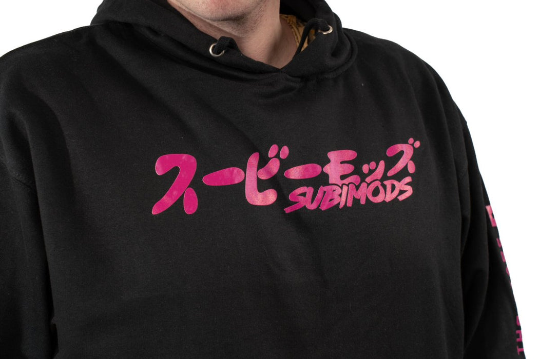 Subimods Official Hooded Pullover Sweatshirt Black w/ Cherry Blossom Overseas Style Logo - SM-2089-S - Subimods.com