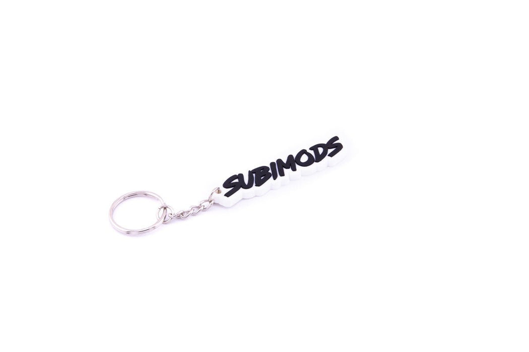 Subimods Official OG Style Logo White Keychain w/ Black Logo - SM-2083 - Subimods.com