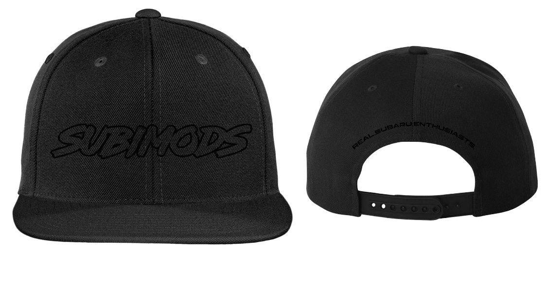 Subimods Official Outline Style Logo Snapback Hat Black w/ Black Logo - SM-1012 - Subimods.com