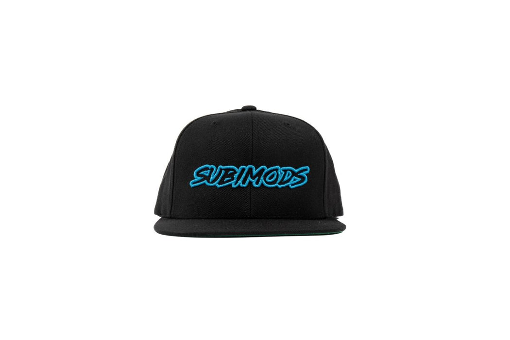 Subimods Official Outline Style Logo Snapback Hat Black w/ Hyper Blue Logo - SM-2126 - Subimods.com