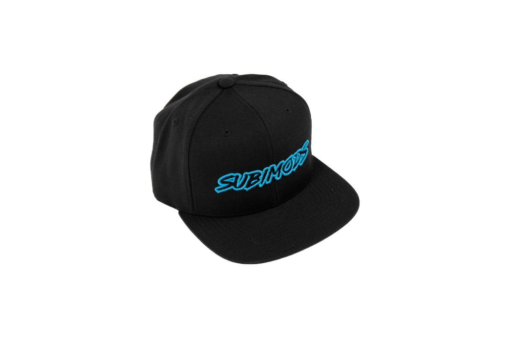 Subimods Official Outline Style Logo Snapback Hat Black w/ Hyper Blue Logo - SM-2126 - Subimods.com